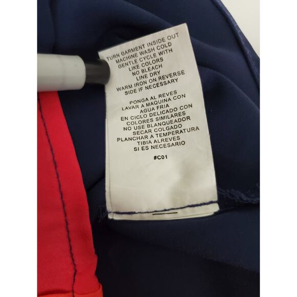 Meraki Large Color block Blue Pink Orange Meraki Brand 3/4 Sleeve V Neck blouse - Picture 8 of 8